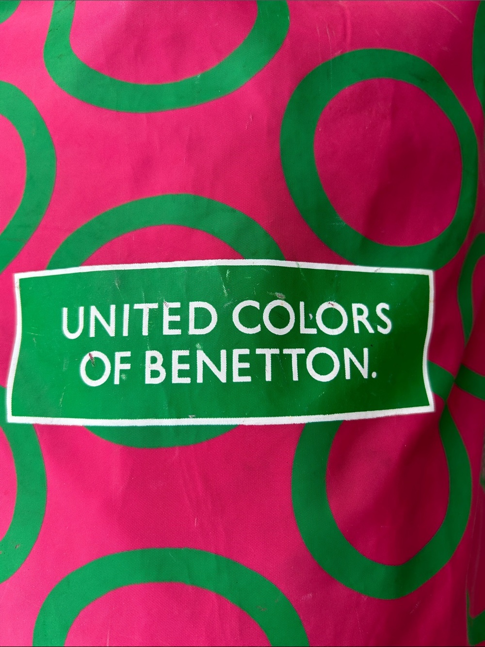 United Colors Of Benetton Vintage Y2K Pink and Green Drawstring Storage Sack - Picture 6 of 8